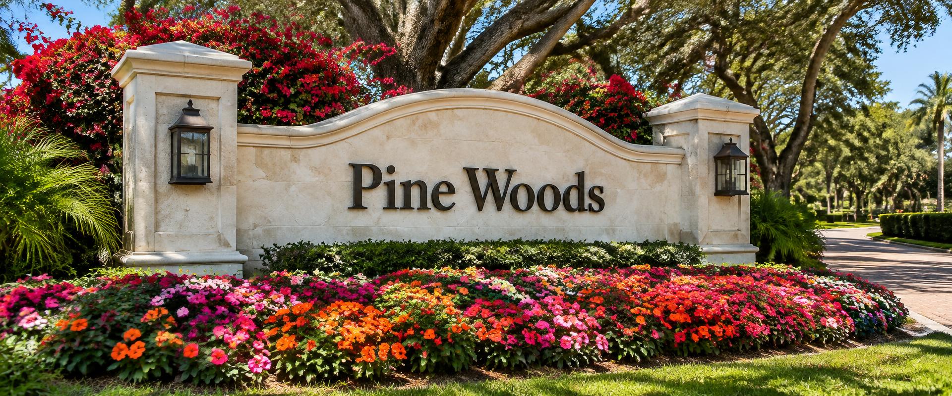 Pinewoods entrance sign